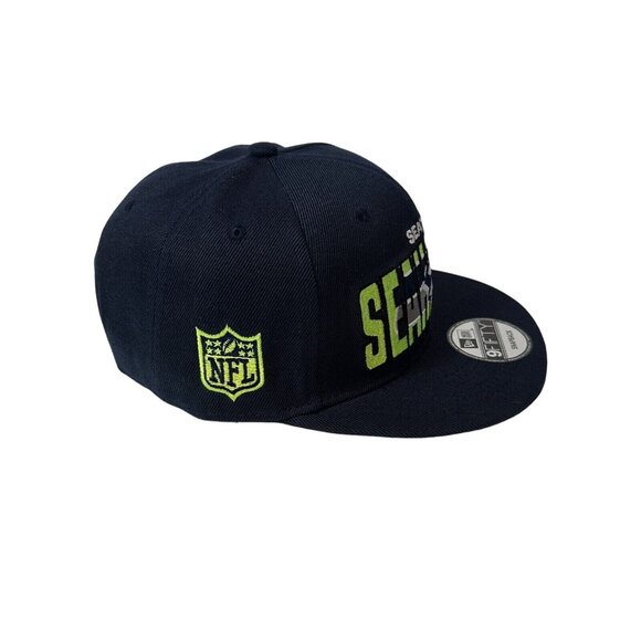 New Era Seattle Seahawks NFL 9FIFTY Embroidered Hat Flat Brim Snapback Cap NWT - Picture 2 of 7